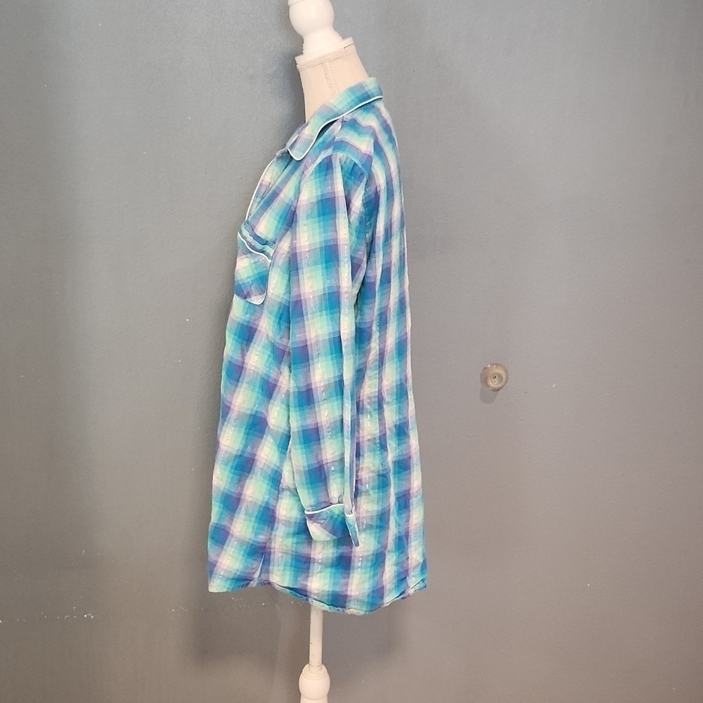 Victoria's secret flannel plaid button down pajama shirt size large - Picture 6 of 9